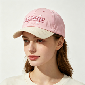 Gorra de Béisbol de Seis Paneles Bicolor para Mujer, Bordado 3D ALPINE, Gorra Tipo Dad Hat con Letras y Corazón, Algodón Suave, Ajustable, para Exteriores - Product Image 1