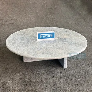 Furnitur batu masa depan meja teh alas piring rendah marmer ruang tamu mewah alami disesuaikan meja kopi marmer biru bulat