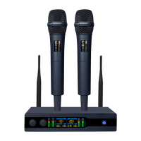 Système de microphone sans fil professionnel AIDI AK-835 à double canal UHF, cardioïde, à condensateur, portable, en plastique, pour les performances sur scène
