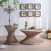 Élégante table basse ronde en bambou vintage taux de gros bas prix fournisseur et fabricant chinois