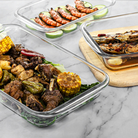 Nouveau type de plat en verre borosilicate rond et carré, plat à four plat, plat en verre transparent, vente en gros