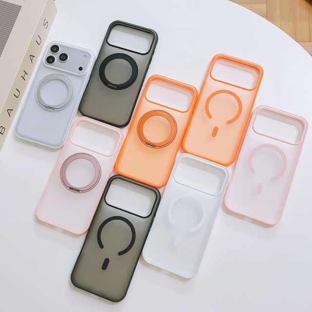 Luxury Hard Stand Design Phone Case C0013 Magnetic Matte Kickstand Phone Case for iPhone 17 Air 16 15 14 13 12 11 18 Pro Max