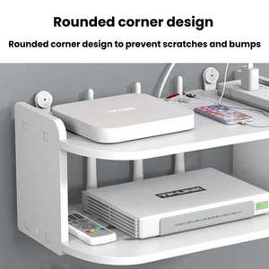 工場直販価格 テレビボックス＆ルーター用<span class=keywords><strong>2</strong></span>段収納棚 穴あけ不要 壁掛けオーガナイザーボックス - Product Image 4