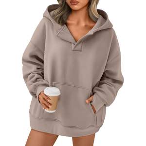 เสื้อฮู้ดคอวีทรงหลวมสำหรับผู้หญิงราชินีเสื้อฮู้ดแขนยาวแบบ3D เสื้อสวมหัวทรงหลวมไซส์ใหญ่พิเศษสำหรับฤดูใบไม้ร่วง2025 - Product Image 1