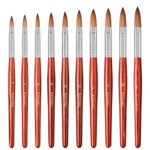 Pinceau à ongles en poils de Kolinsky <span class=keywords><strong>Sable</strong></span> avec manche en bois rouge, embout rond OEM de 14 à 24 mm, taille 20%-100%, avec pinceau acrylique pour le soin des ongles - Product Image 5