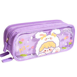 Fournitures scolaires, étui à crayons transparent uniquement pour les élèves, toile, dessin animé, papeterie mignonne, boîte à crayons en toile, belle, grande capacité - Product Image 5