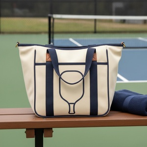 Sac fourre-tout souple en toile brossée Heritage pour pickleball, capacité 2 raquettes, logo personnalisé, vente en gros, pour tennis et padel - Product Image 3