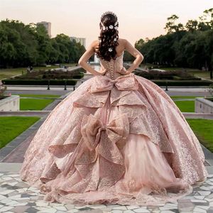 Mumuleo <strong>Blush</strong> Pink Quinceanera Dresses <strong>Ball</strong> <strong>Gown</strong> for Sweet 16 Dress Bow Party Princess <strong>Gowns</strong> Vestido De 15 Anos Plus Size - Product Image 2