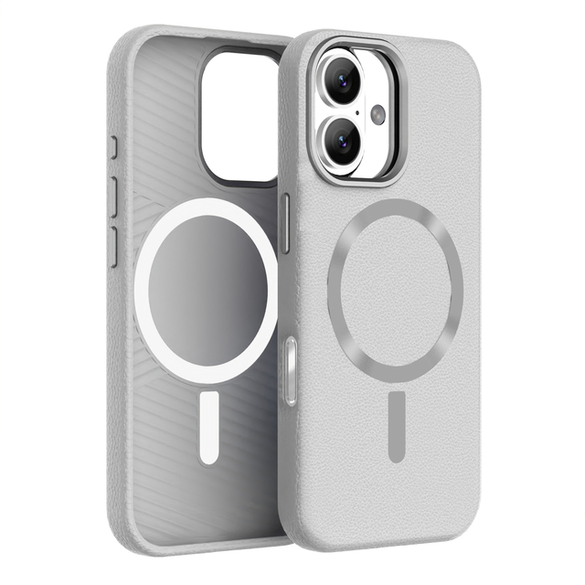 Magnetic Charging Slim Protective Leather Phone Cover for iPhone 17