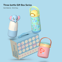 Juego de Regalo Creativo para Niños, Botellas de Agua de Diseño, Vaso y Lonchera, Juego de Botellas de Agua para Niños de Acero Inoxidable de Doble Pared