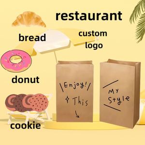 Printing logo Sticker Window Opening Pointed Bottom Cowhide Mini Oil-proof Paper Bag Suitable for Cookie, Bread, and Popcorn - Product Image 4