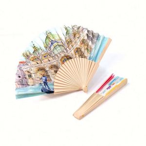 Abanico Plegable Ecológico de Bambú con Logotipo Personalizado, Tradicional, de Tela, para Regalo Empresarial o Promocional - Product Image 2