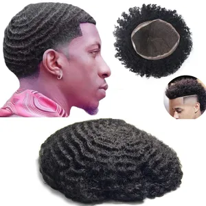 Ấn Độ Phi Nhà Máy Bán Buôn Trinh Brazil Lớp Biểu Bì Phù Hợp Tóc Con Người Full Ren Afro Kinky Xoăn Người Đàn Ông Tóc Giả Cho Người Đàn Ông Màu Đen