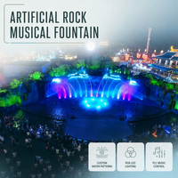 Fuente de Agua Decorativa Programable para Paisajes de Resorts, Estilo Roca Personalizado, Iluminación Láser RGB, IP68, Proyectos B2B para Jardines de Villas