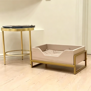 Cama de madera al por mayor para perros y gatos con cojín, sofá elevado de madera contrachapada para perros, muebles para mascotas con estructura metálica elevada - Product Image 5