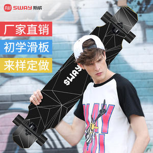 Planche à roulettes longue Sums Pintail 32 pouces antidérapante pour adultes, style tendance avec design noir et bois - Product Image 2