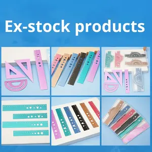 Ensemble de règles en alliage d'aluminium quatre pièces, gravure au laser, 15 cm, 20 cm, règles droites triangulaires, élèves du primaire/du collège - Product Image 4