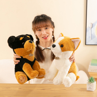 Vente en gros d'usine, peluche de chien Shiba Inu, Rottweiler, Schnauzer, jouet en peluche de dessin animé, adorable poupée en peluche, cadeau d'anniversaire pour enfants, chiot