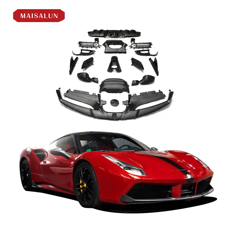 Mükemmel performans! Ferrari 488 için C tarzı karbon Fiber gövde kiti yükseltme bodysto Bodykit ön dudak arka difüzör