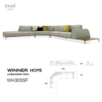 Nouveau design de canapé modulaire en cuir Canapé Chesterfield pied en serpentin Canapé de luxe pour salon Canapé design en tissu de style européen
