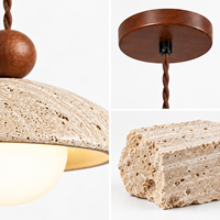 Lampe suspendue en travertin jaune naturel, lampe suspendue en bois massif, cordon réglable, lampe suspendue G9 pour îlot de cuisine, décoration intérieure