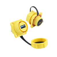 Conector USB 3.0 Plano Hembra para Montaje en Panel Lshitech M21mm IP68 Impermeable, Contactos de Cobre, Carcasa de Nailon para Cámaras de Seguridad en Exteriores