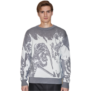 Pull tricoté vintage personnalisé pour homme 2025 – Coton respirant, motifs crânes/personnalisés, épaules tombantes – Collection Printemps OEM - Product Image 1