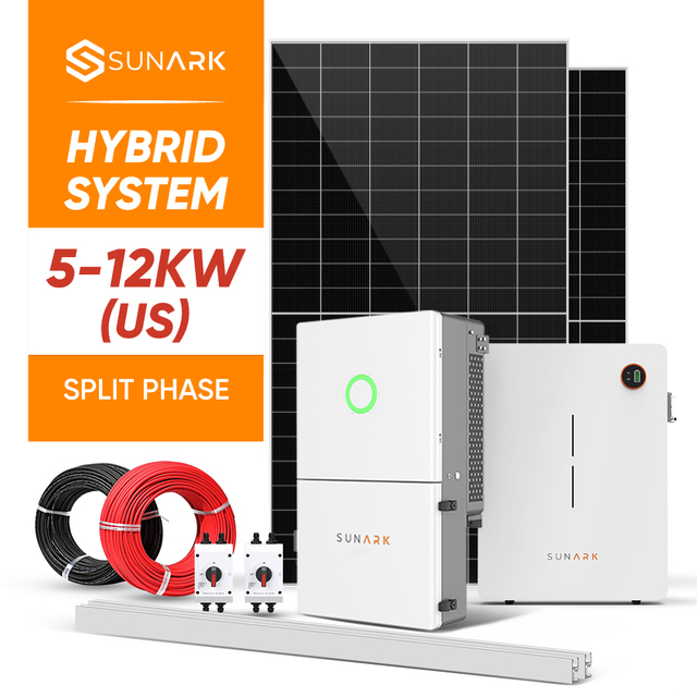 Complete Set Residential off Grid Hybrid Solar System Kit 5-12Kw MPPT Lithium Ion 25 Years Warranty