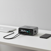 Chargeur de bureau GaN super rapide 265W, multiport 4C1A, 100W PD, 30W QC, hub de charge rapide avec écran LCD numérique pour le bureau et la maison
