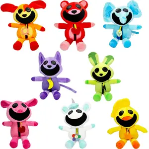 QH现货批发畅销微笑小动物恐怖动物系列紫猫娃娃蓝象毛绒玩具促销