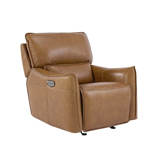 مجموعة كراسي جلد أريكة كرسي كهربائي مقطعية غرفة المعيشة تان جلد طبيعي - Product Image 6