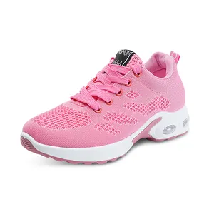 Lace-Up Ventilated Air Sneakers Soft Stretchy Well-Ventilated Women's Walking Style Shoes For Ladies