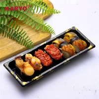 KARYO 1102 Boîte à plateau en plastique rectangulaire pour sushi/sashimi/dessert, emballage alimentaire à emporter jetable à la mode