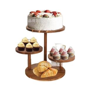 Plateau de service en bois à 3 niveaux pour gâteaux, desserts, fêtes et cuisine - Product Image 2