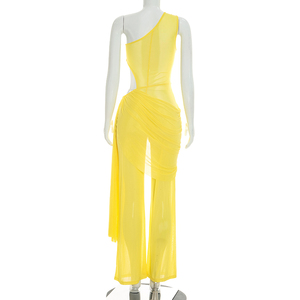 Combinaison Femme Viviblook D26JP196 – Décontractée, Sexy, Clubwear, en Maille, Épaule Unique, Ruban, Coupe Ajustée, Une Pièce - Product Image 5