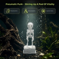 Squelette dansant 3D personnalisé et créatif avec ventouse et tube à oxygène pour aquarium – Figurine squelette dansant