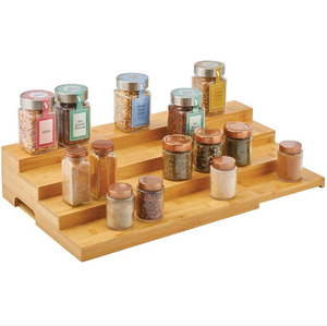 Spice Rack Wooden Spice Rack 4 Tiered Spice Organizer for Drawer Space Saving Wooden Vertical Countertop