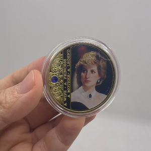 Custom Metal Crafts UK Lady <strong>Diana</strong> Princess Gold Plated Commemorative Coin With Gemstone Celebrity Collectible for Gifts - Product Image 3