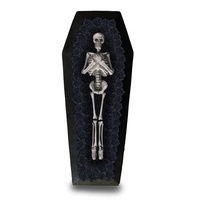 Série Ghost : Sculpture réaliste en résine de squelette gothique et cercueil, peinte à la main, avec roses, décoration d'Halloween, taille personnalisée, pour photos de films/télévision