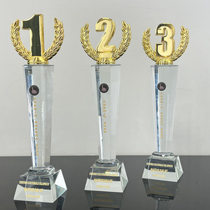 Trofeos de Cristal con Números Metálicos, Premios para Aniversarios de 1, 2 y 3 Años, Trofeo de Cristal con Número MH-J897 - Product Image 5
