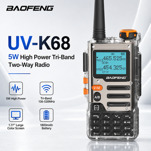Original Baofeng BFUV-K68 Transparent <b>Walkie</b> <b>Talkie</b> 5W Tri-Band 136-520MHz 1.44 inch Color Screen 2600mAh Two Way Radio - Product Image 1