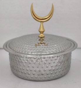 Casserole martelée luxueuse avec couvercle dernière conception ensemble de 5 marmites de couleur or pour la décoration de table de mariage et de dîner - Product Image 1