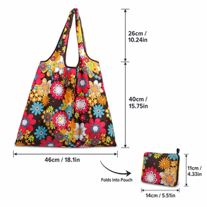 Sacs de courses réutilisables à motifs floraux 46x40cm, pliables, légers, pour l'épicerie, le camping, les pique-niques, les marchés, les cadeaux, impression personnalisée en gros - Product Image 2