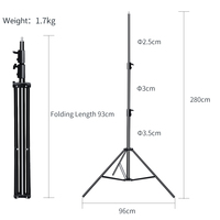 Soporte DE LUZ DE Metal completo ajustable de 2,8 M, accesorios de fotografía portátiles con función de engrosamiento, trípode fácil de plegar de 2,8 M