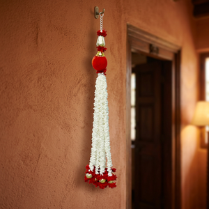 Guirnalda Floral Blanca Artificial Hecha a Mano con Maceta Decorativa Roja para Bodas, Festivales y Decoración del Hogar - Product Image 2