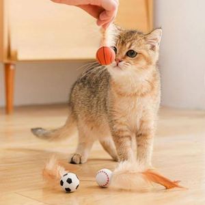 Jouet interactif pour chat avec plumes : balle en caoutchouc rebondissante pour chats coquins - Idée cadeau promotionnelle - Product Image 2