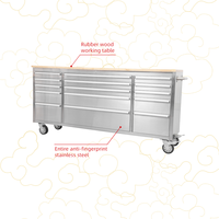 Chariot de rangement industriel multifonctionnel en acier inoxydable de 72 pouces à 4 roues avec plateau en bois pour garage 15