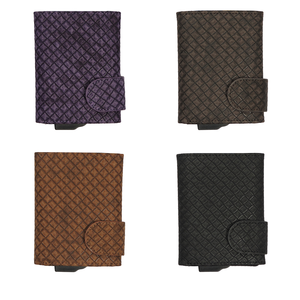 Cartera de Tarjetas Corta de Cuero PU con Expulsión Automática Retro Personalizada, Cierre Abierto, Forro de Nailon Anti-Robo, Compatible con RFID, Unisex, Grande - Product Image 4