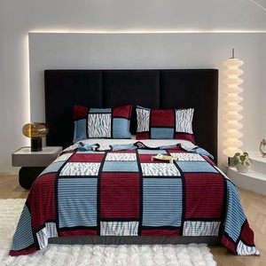Couverture <span class=keywords><strong>polaire</strong></span> tricotée à carreaux et rayures, chaude et moelleuse, pour toutes les saisons – Ensemble très populaire - Product Image 1
