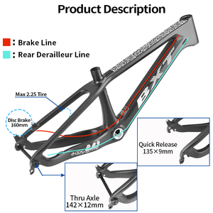 BXT T1000 Carbon MTB <b>Frame</b> Fit with Quick Release 135x9mm/Thru-Axle 142x12mm 20er/24er 2.25Tire - Product Image 5